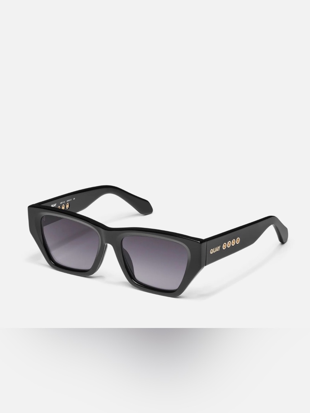 Quay Australia Black Cat-Eye Sunglasses with Gold Accents